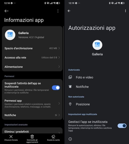 Ripristinare permessi Galleria Android