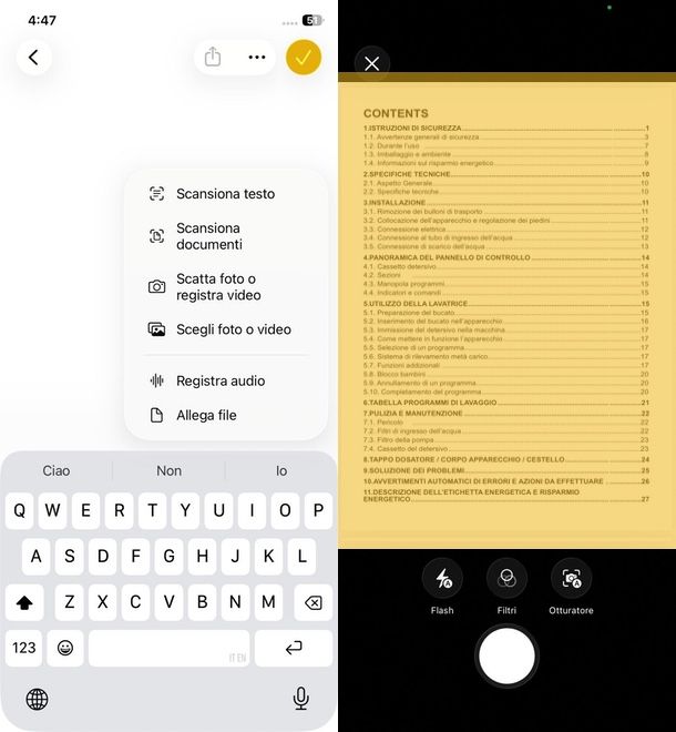 scannerizzare documento Note iPhone