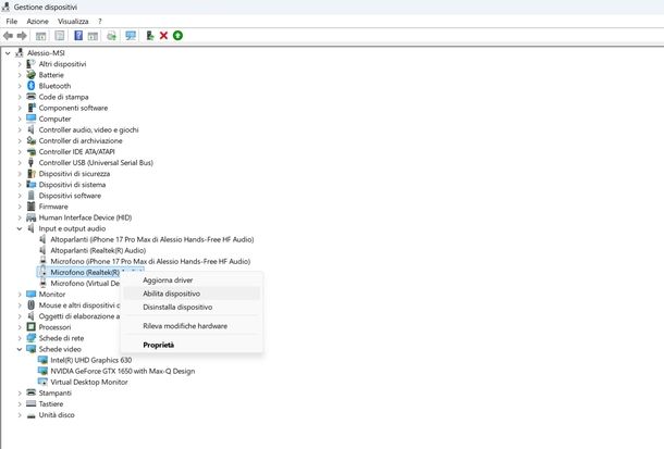 Riattivare microfono su Windows