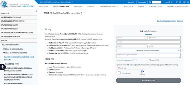 Master Universit&agrave; telematica internazionale Uninettuno