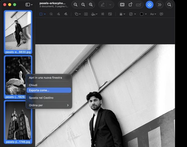 Creare PDF da immagini Anteprima macOS
