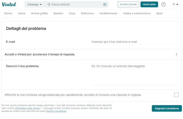 Recuperare account Vinted