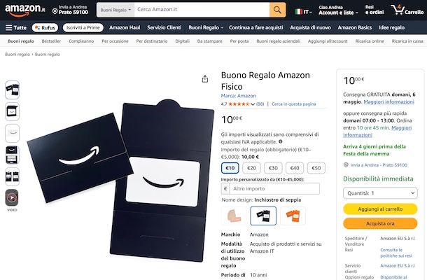 Regalare un buono Amazon cartaceo