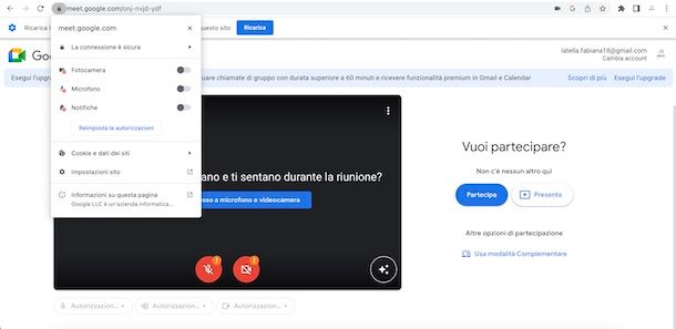 Riattivare microfono su Meet