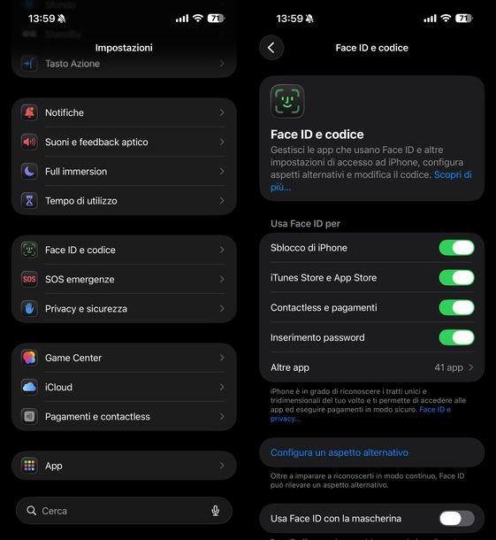 Mettere Face ID su App Store