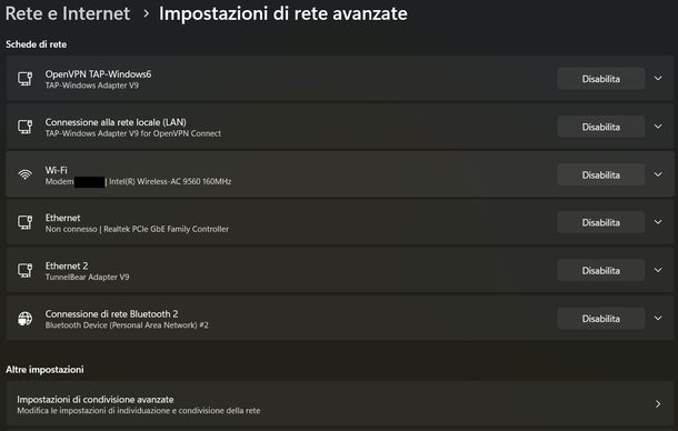 Attivare scheda di rete Windows