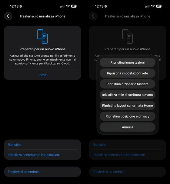 Ripristinare impostazioni di rete iOS