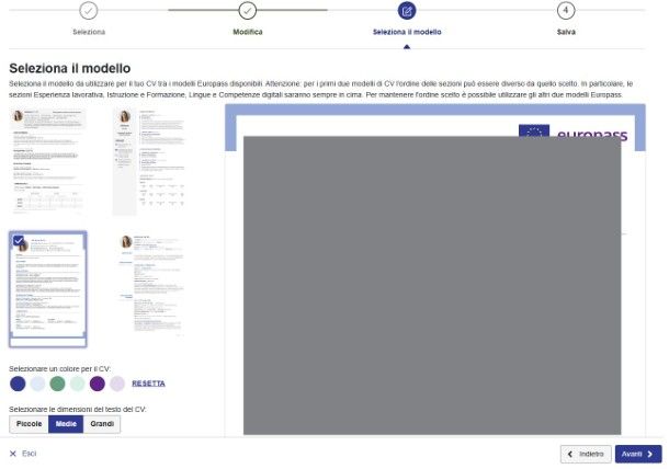 Selezione modello CV