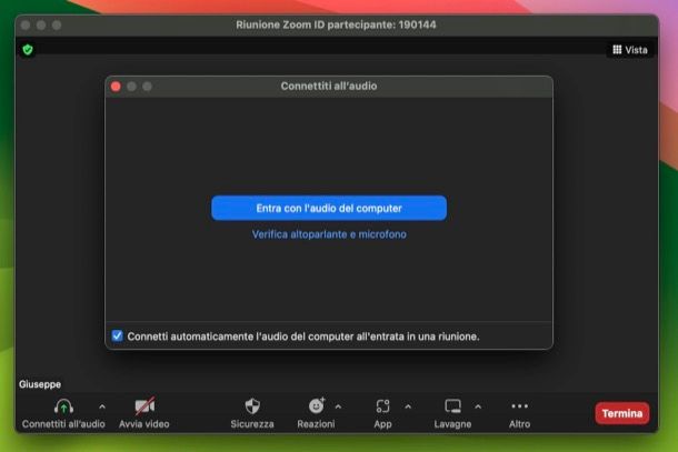 Riattivare microfono su Zoom