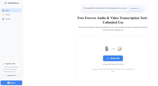 interfaccia Soundwise online