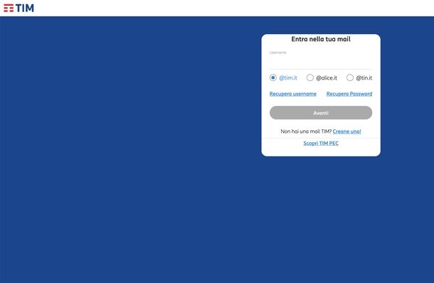 Creare indirizzo email gratis TIM