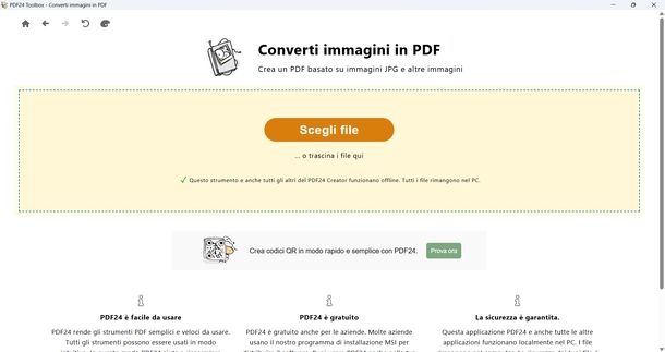 Creare PDF da immagini PDF24 Creator Windows