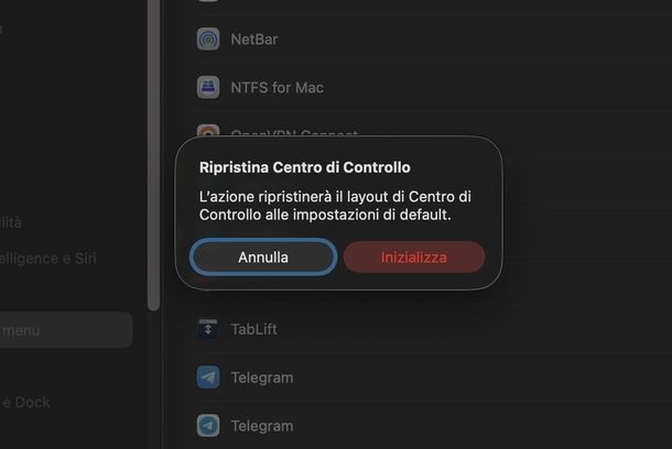 Ripristinare Centro di Controllo macOS