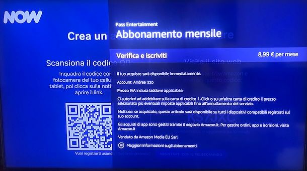Attivare NOW da Fire TV