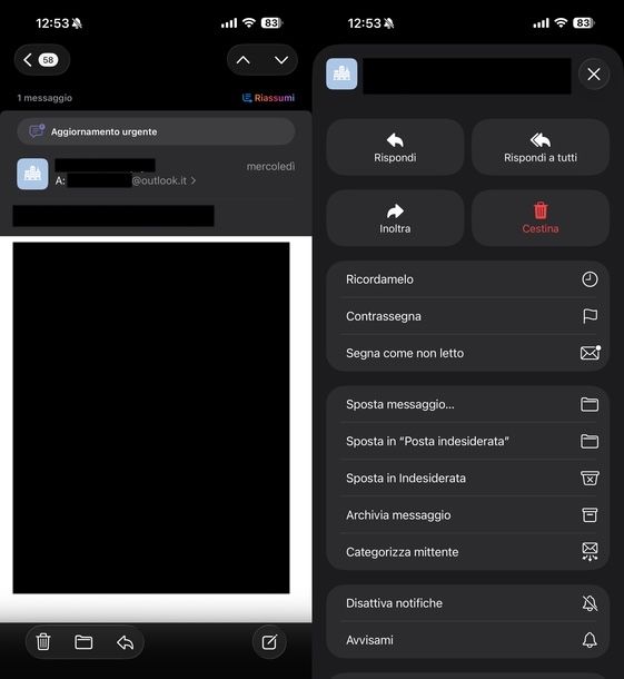 Segnalare mail sospetta Mail iOS