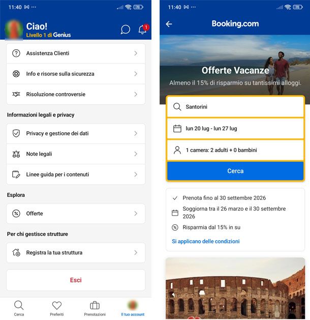 Offerte app Booking