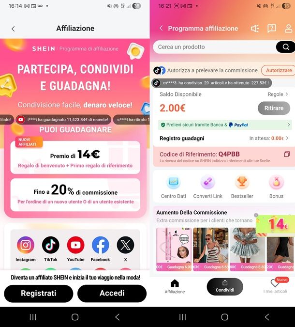 programma affiliazione shein