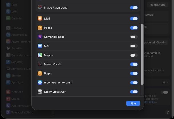 Disattivare altre sincronizzazioni iCloud macOS