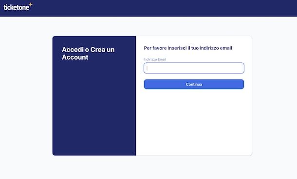 Creare account su TicketOne
