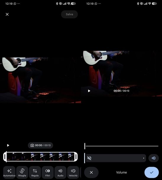 Togliere audio da video Android