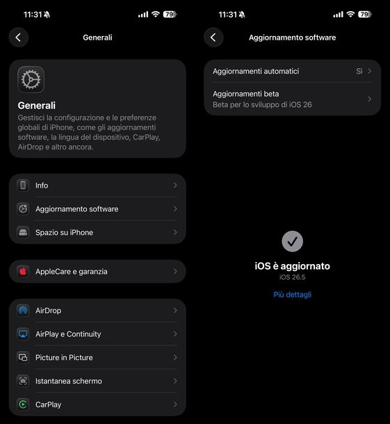 Verificare aggiornamenti iOS