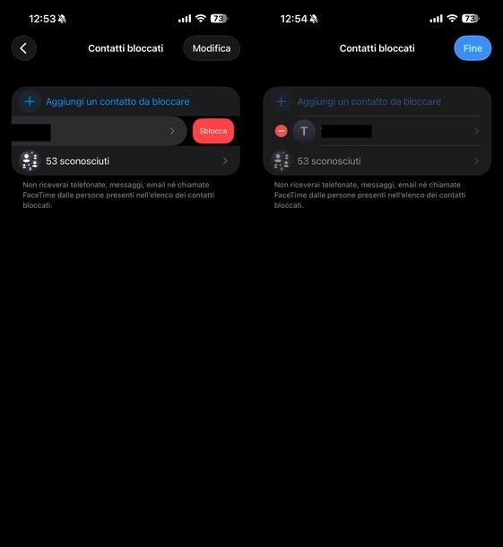 Sbloccare numero specifico iOS