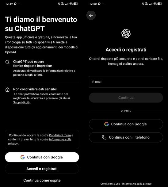 Registrarsi su ChatGPT da Android