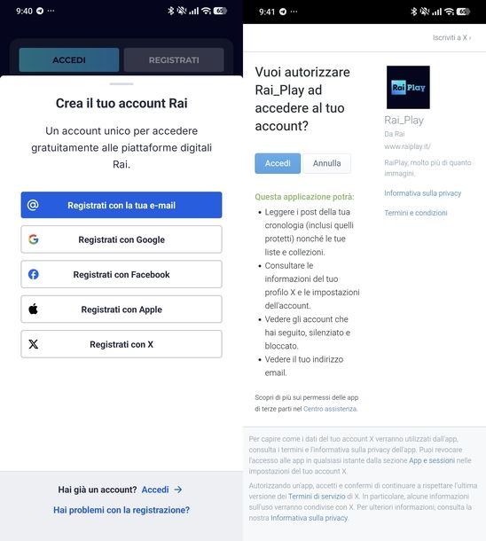 Accedere a RaiPlay Android