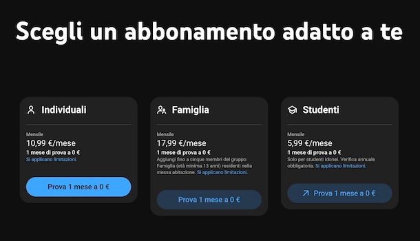 Prezzi YouTube Music