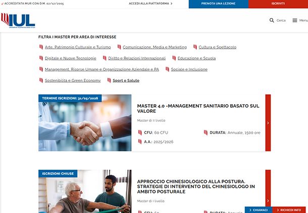Master Universit&agrave; telematica IUL