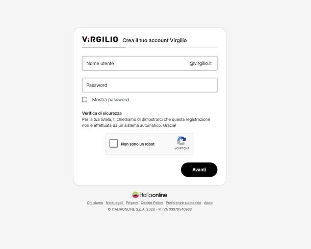 Creare indirizzo email gratis Virgilio