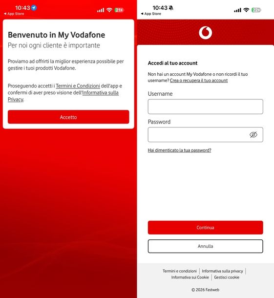 Login app Vodafone