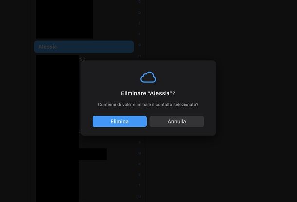 Eliminare contatto dalla rubrica iCloud Contatti