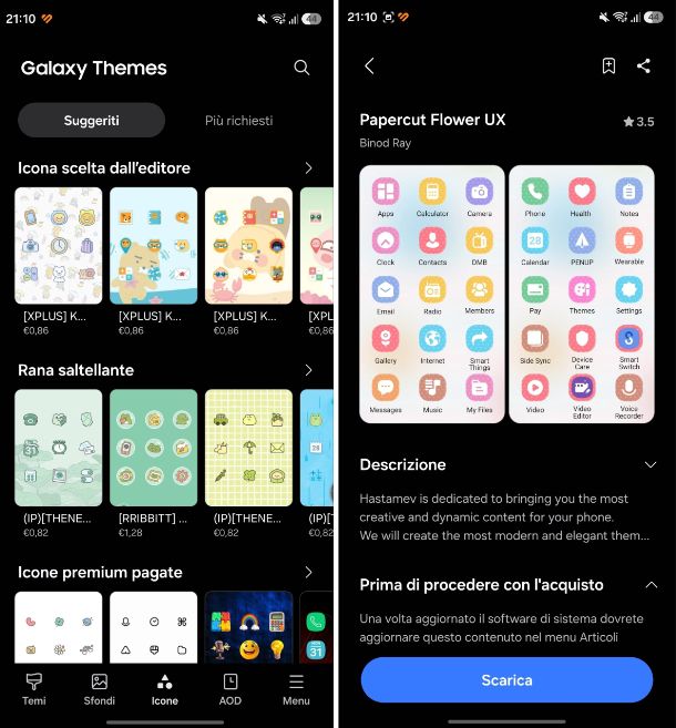 Come personalizzare icone Samsung