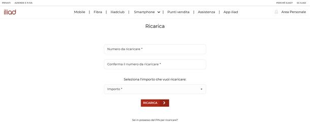 Come ricaricare iliad online