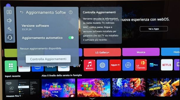 Controllare aggiornamento software Smart TV LG
