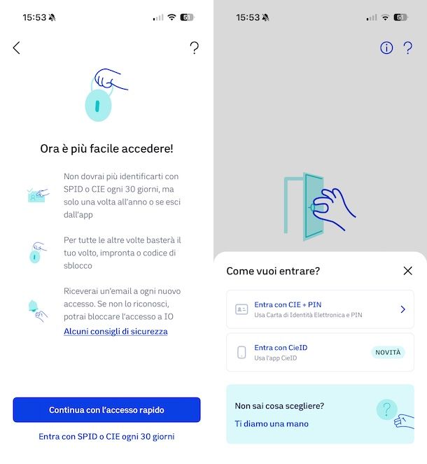 Come accedere app IO con CIE