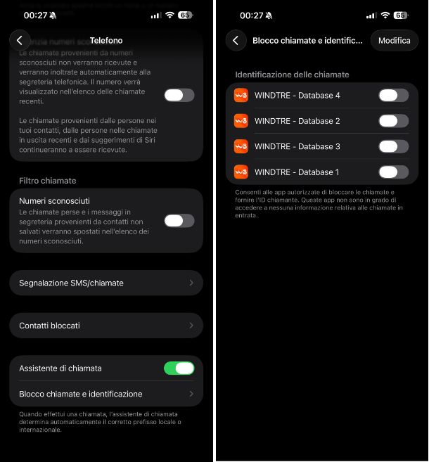 Sbloccare chiamate pubblicitarie/spam