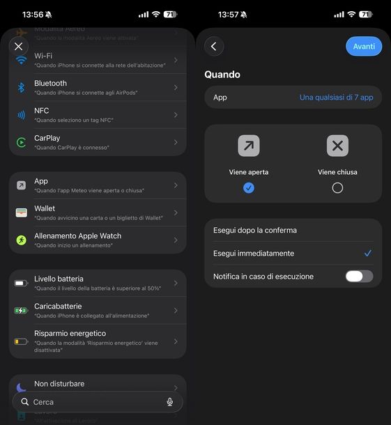 Mettere Face ID su app automazione Comandi