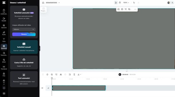 inserimento sottotitoli su CapCut