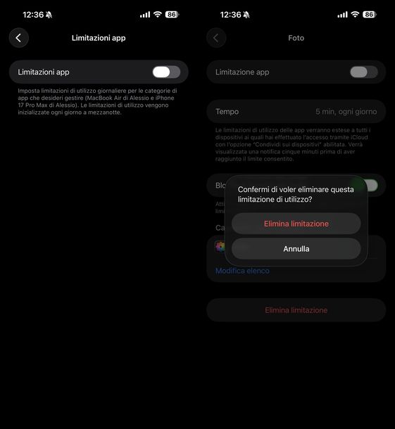 Controllare restrizioni&ndash;di Tempo di utilizzo iOS