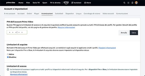 Come resettare PIN Prime Video da PC