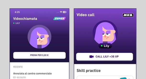 Videochiamate AI Duolingo Super e Max