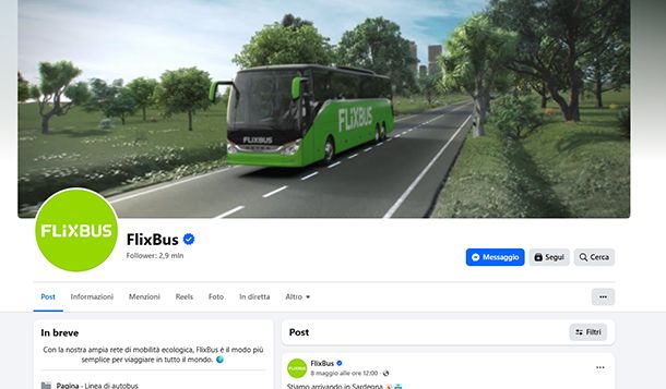 FlixBus pagina Facebook