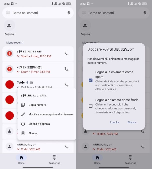 Bloccare un numero su Android