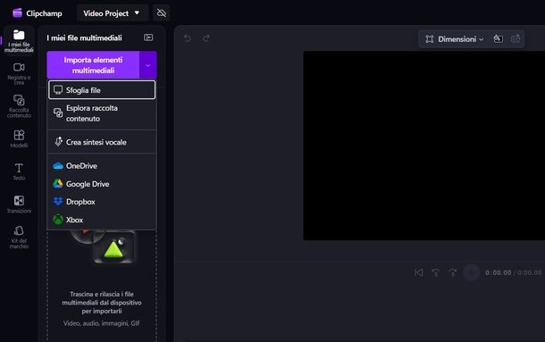 Togliere audio da video Clipchamp Windows