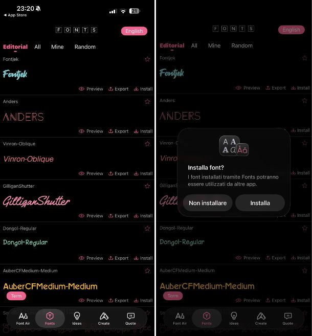 Come installare font su iPhone