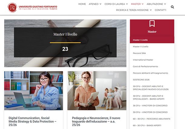 Master Universit&agrave; telematica Giustino Fortunato
