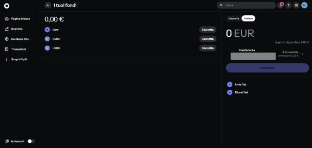 Prelievo Coinbase