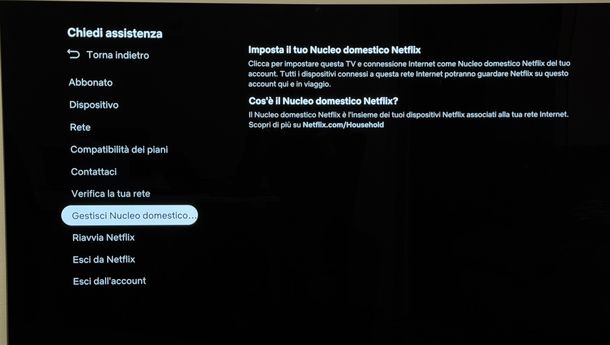 Gestire Nucleo domestico Netflix su TV